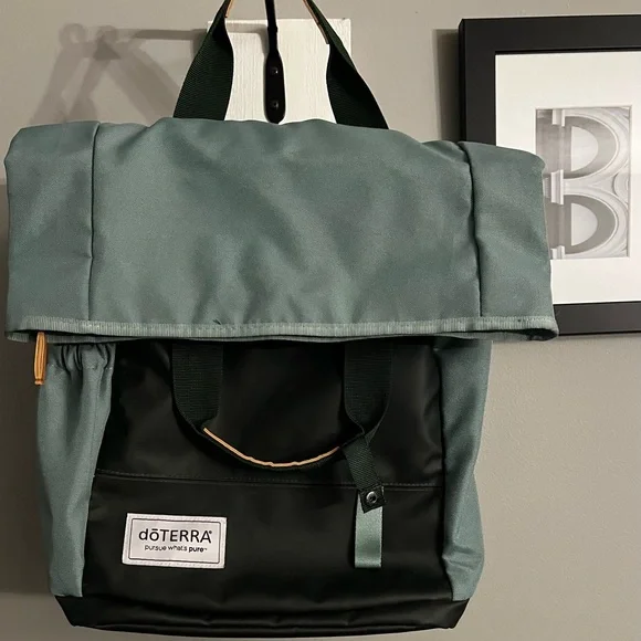 doTERRA Green & Black Roll-Top Backpack - Picture 1 of 10